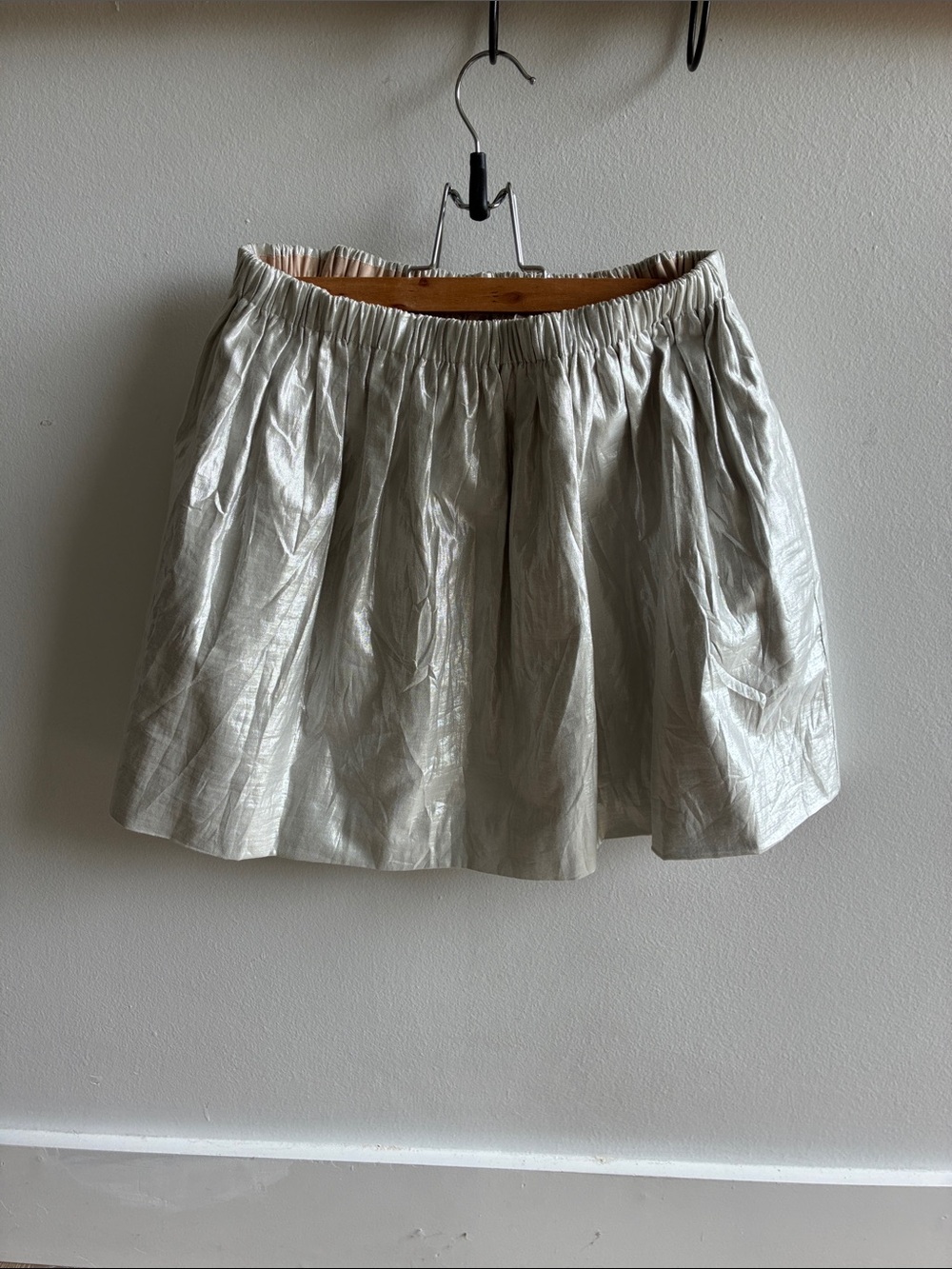 Maje Metallic Silver Parlemour Mini Skirt M/2